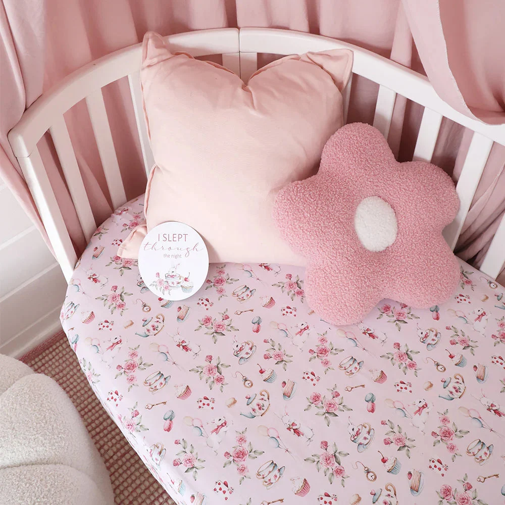 Organic Fitted Cot Sheet - Alice’s Tea Party