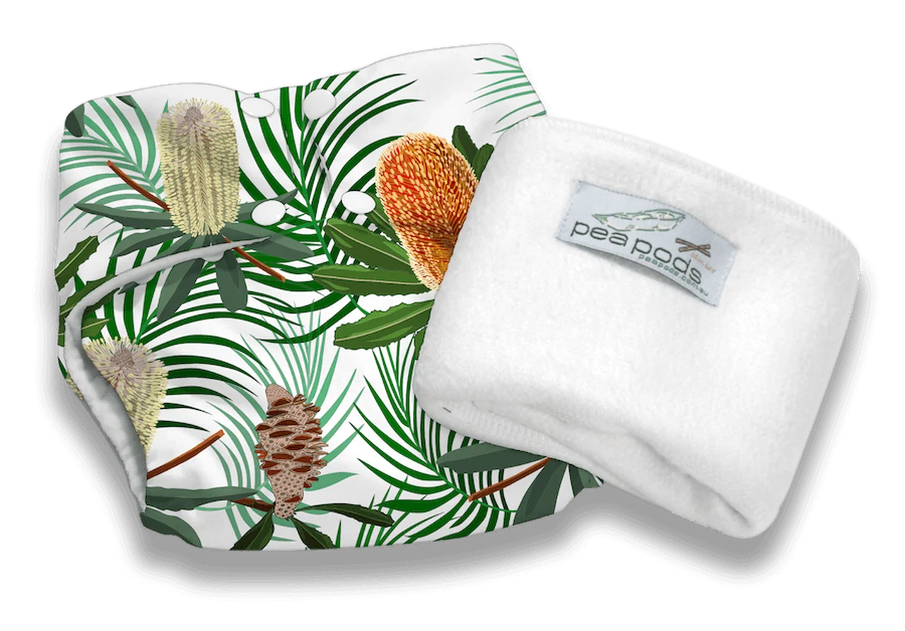 Pea Pods Reusable Cloth Nappy Banksia