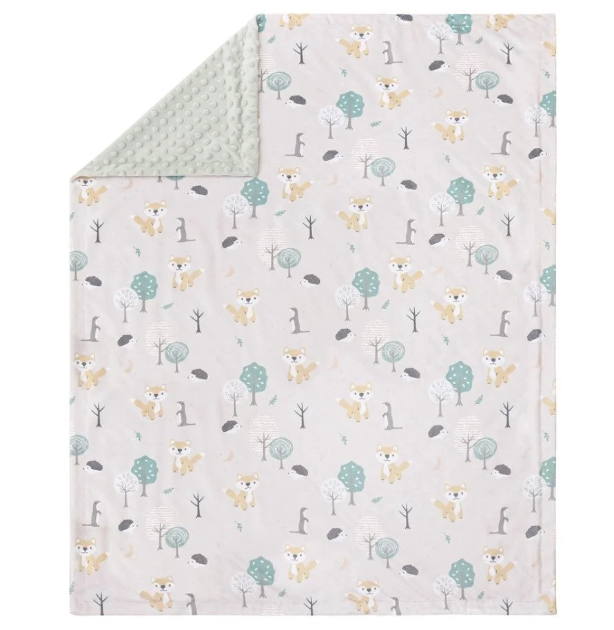 Peanutshell Woodland Adventure Velour Blanket Sand/aqua
