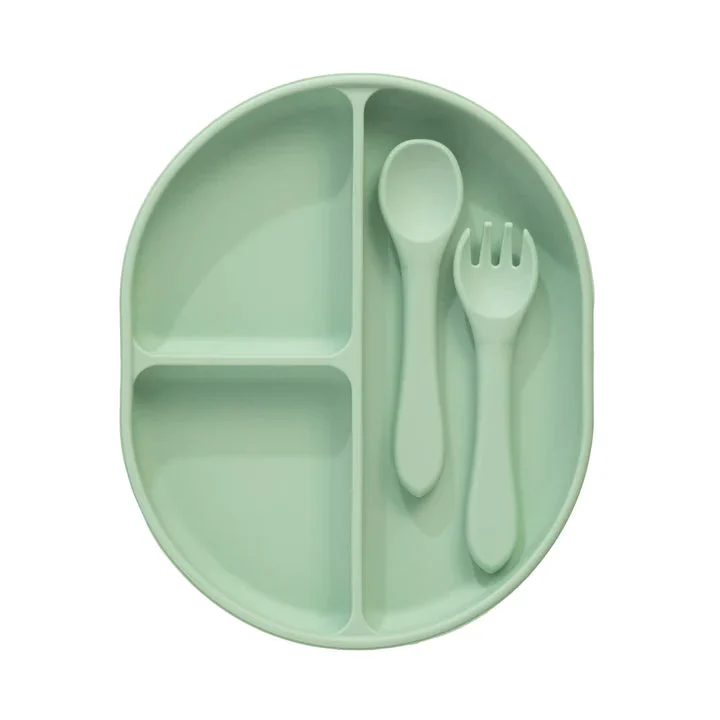 Playground by Living Textiles Silicone Feeding Set- Light Sage