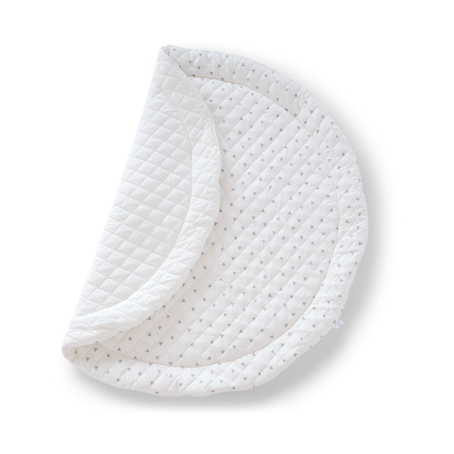 Poppyseed Play Extra Padded Round Play Mat - Gray Triangle | Babylist Shop