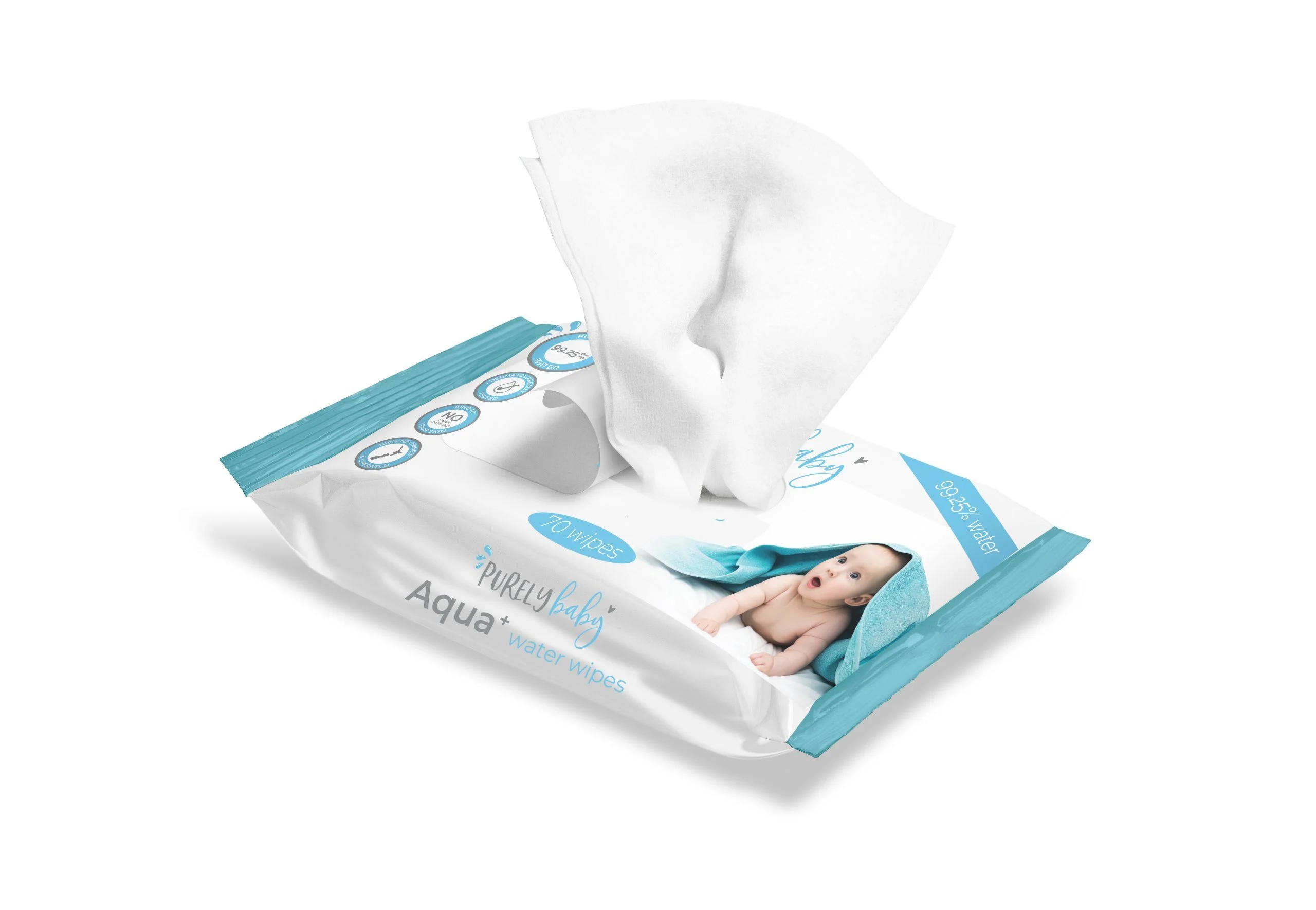 Purely Baby Aqua+ Water Wipes 70-pack White