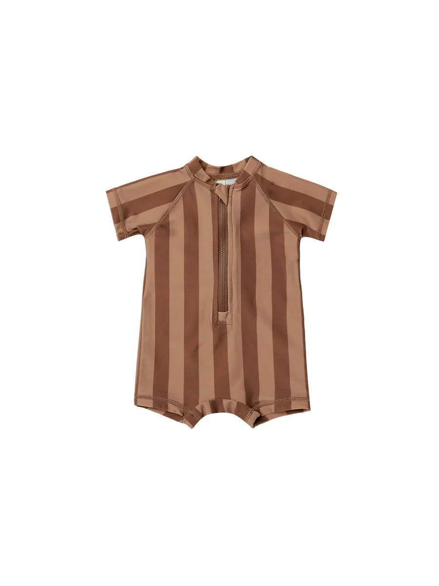Quincy Mae Boys Zip Rashguard - Retro Stripe