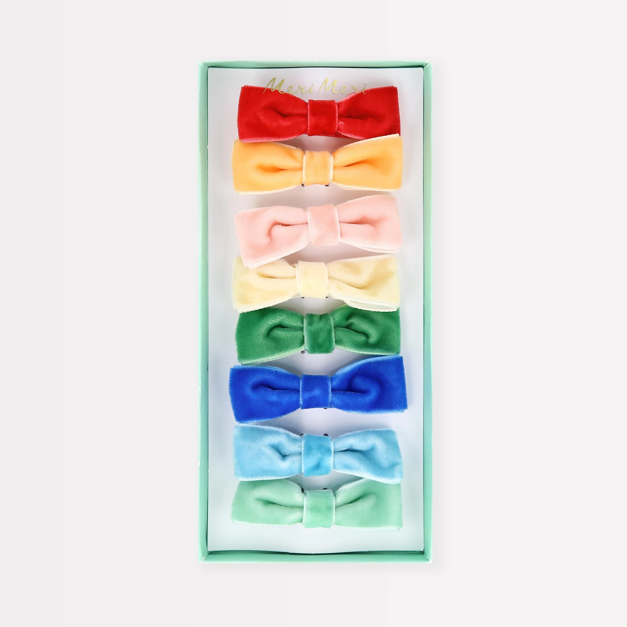 Rainbow Velvet Bow Hair Clips