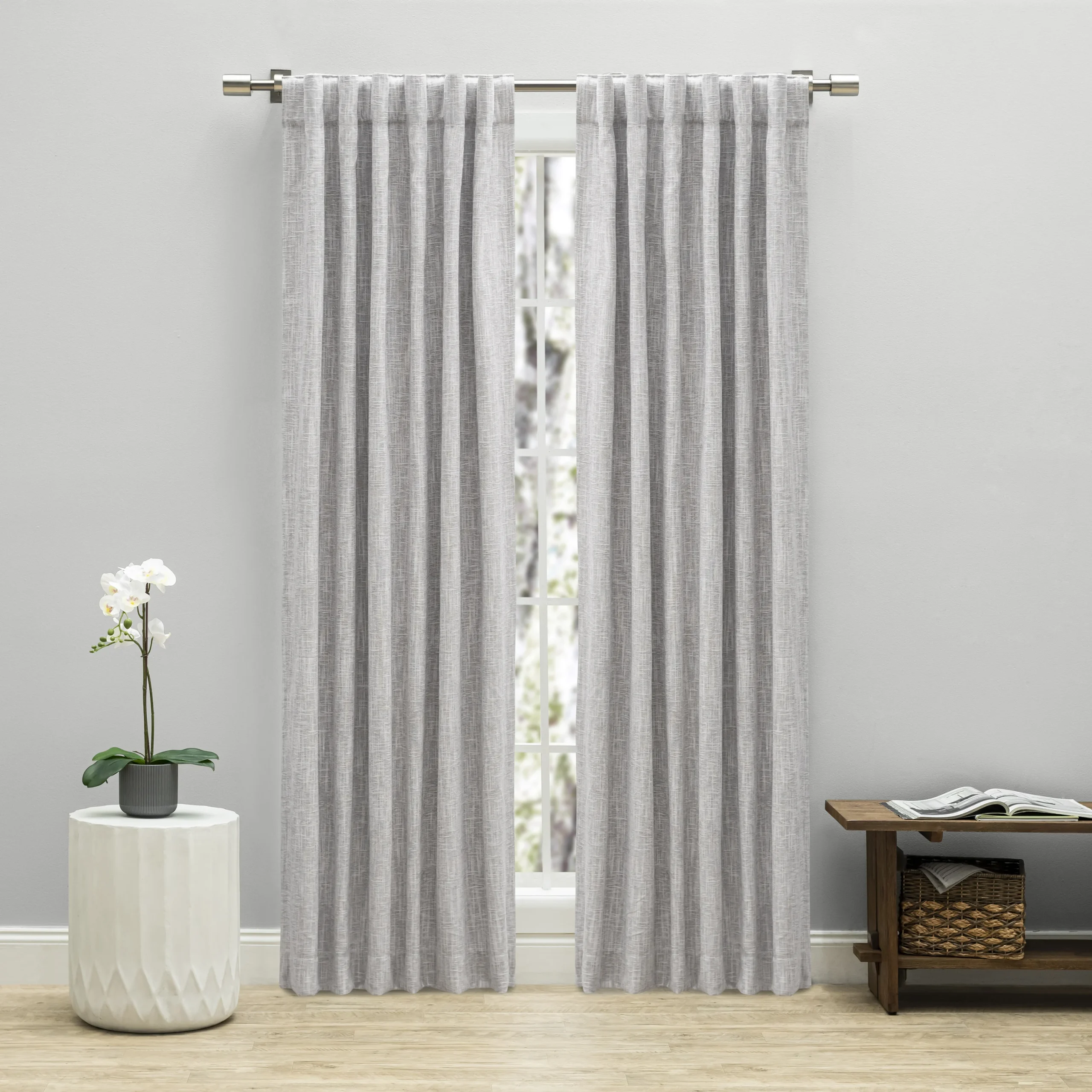 Ricardo Trading Haven Blackout Linen Curtain Panel - Light Grey, 52"W X 63"L | Babylist Shop