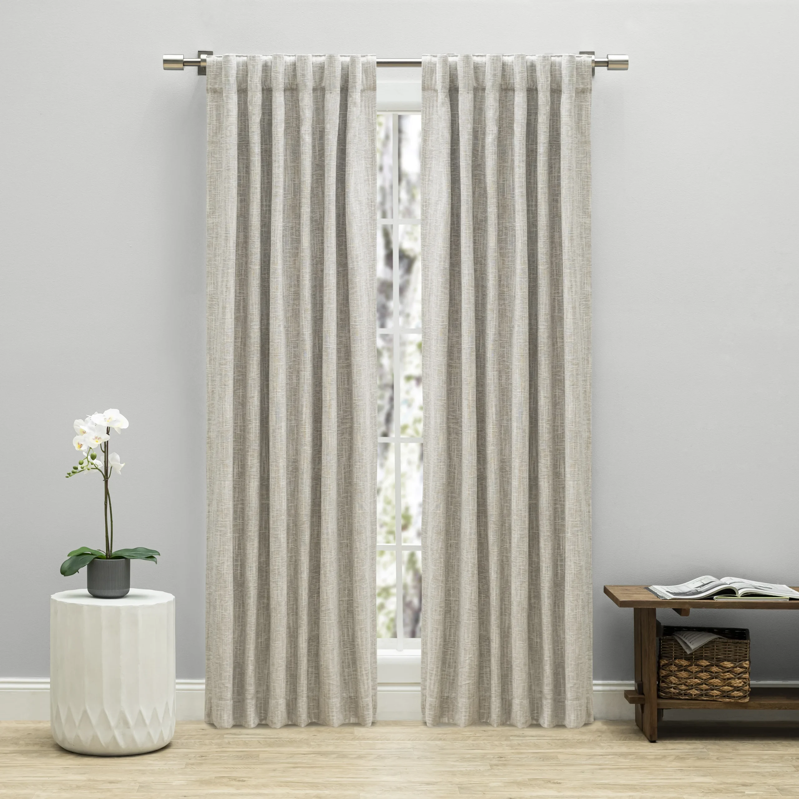 Ricardo Trading Haven Blackout Linen Curtain Panel - Oatmeal, 52"W X 63"L | Babylist Shop