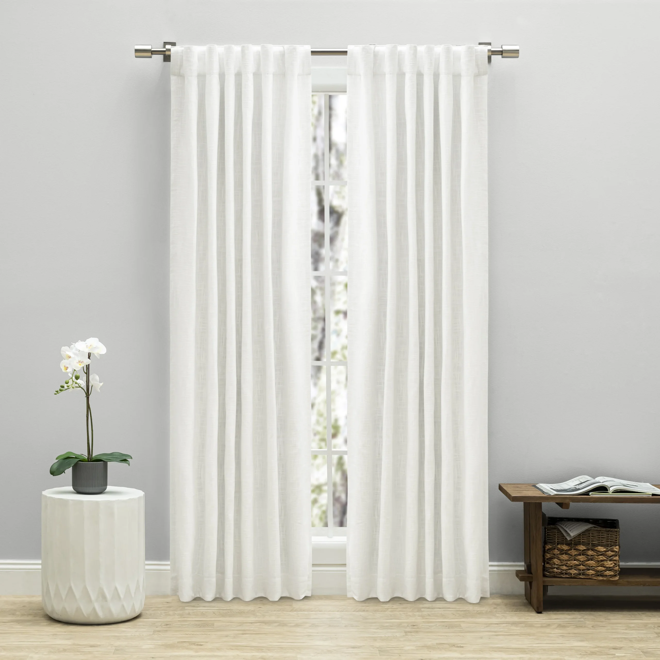 Ricardo Trading Haven Blackout Linen Curtain Panel - White, 52"W X 63"L | Babylist Shop