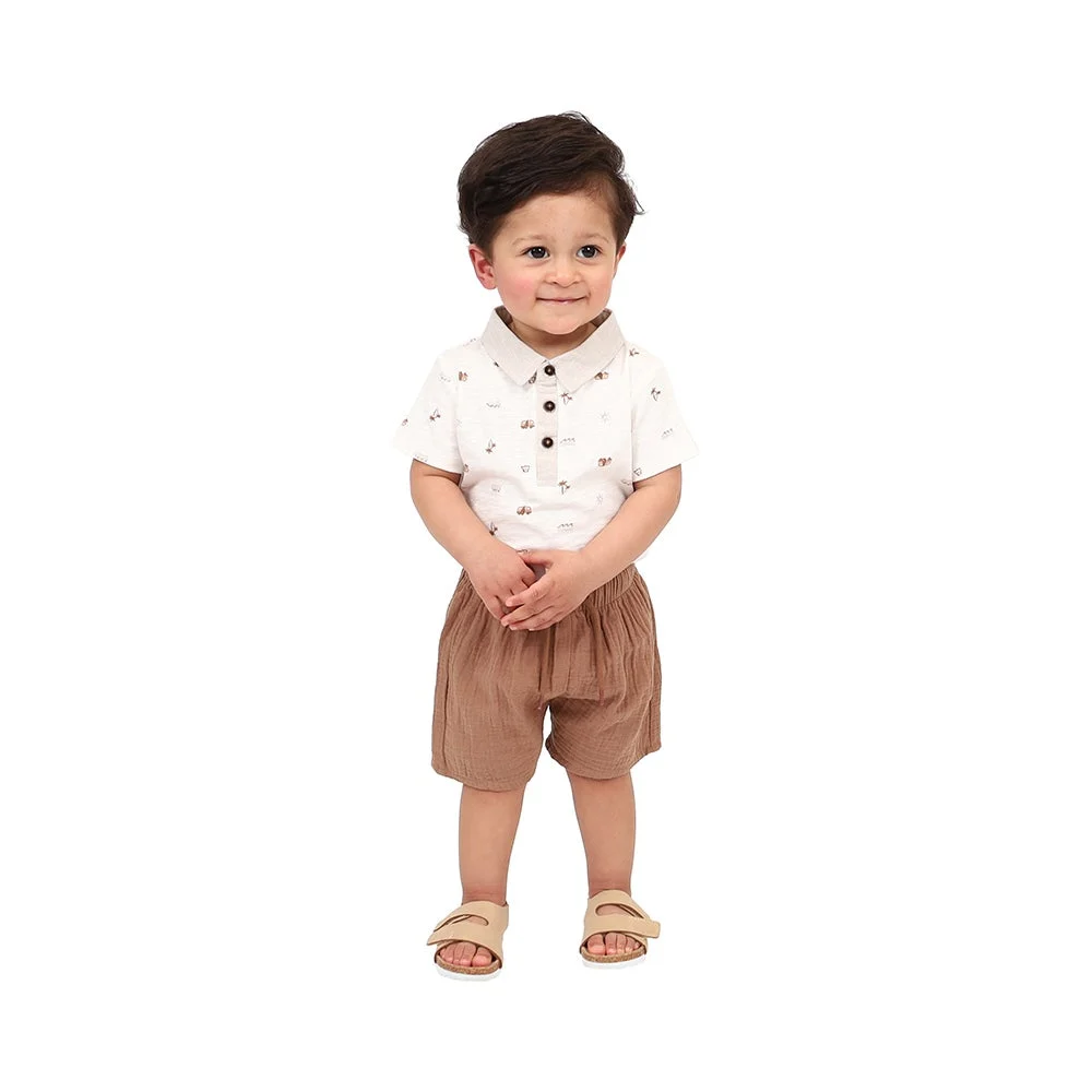 Ricochet Baby Collared Bodysuit White