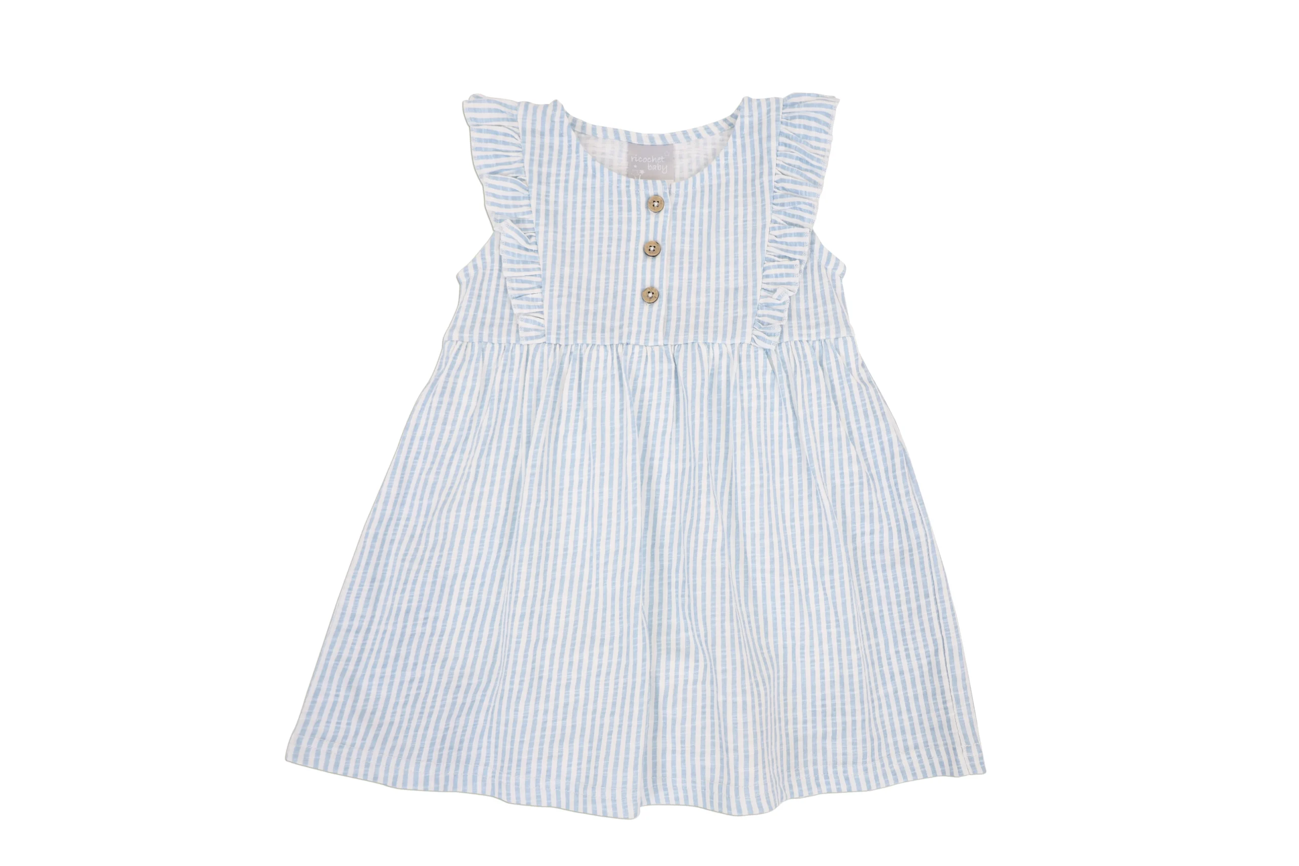 Ricochet Baby Cotton Bodysuit Dress Blue Stripe