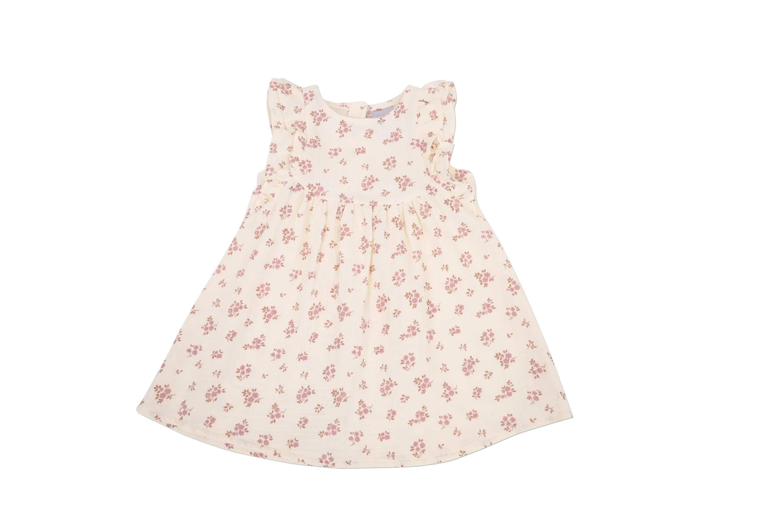 Ricochet Baby Frill Sleeve Muslin Dress Lilac Ditsy