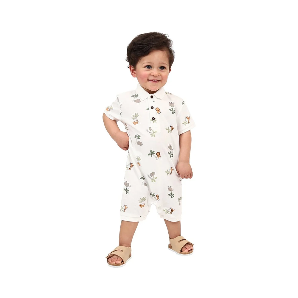 Ricochet Baby Pique Romper Safari