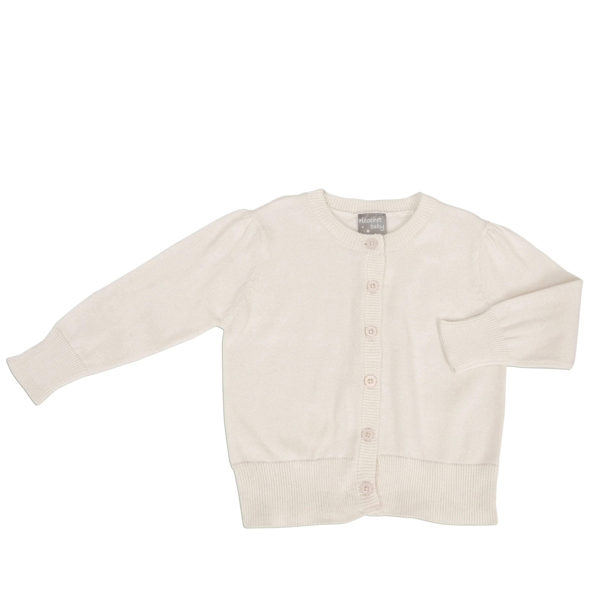 Ricochet Baby Pleated Sleeve Cardigan Cream