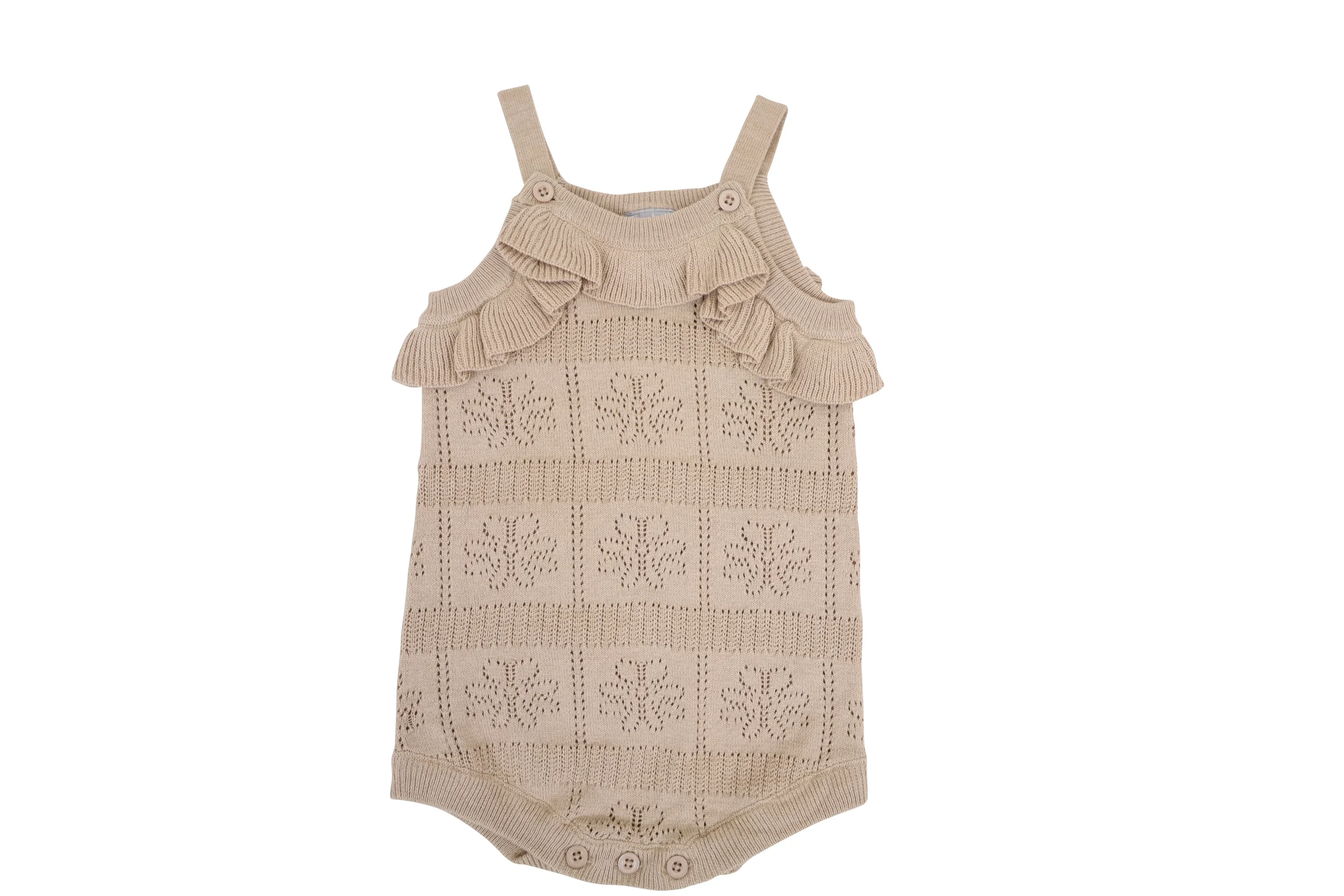 Ricochet Baby Pointelle Romper Mocha Marle