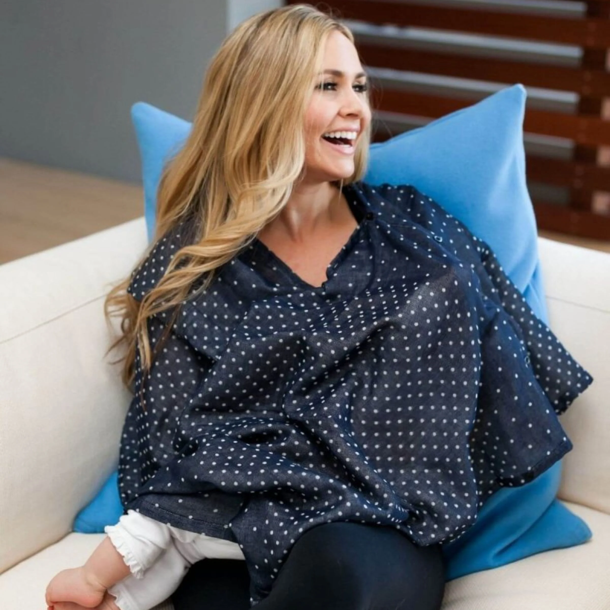 Simple Wishes The Haven 100% Cotton 7-in-1 Nursing Cover - Navy Dots | Babylist Shop