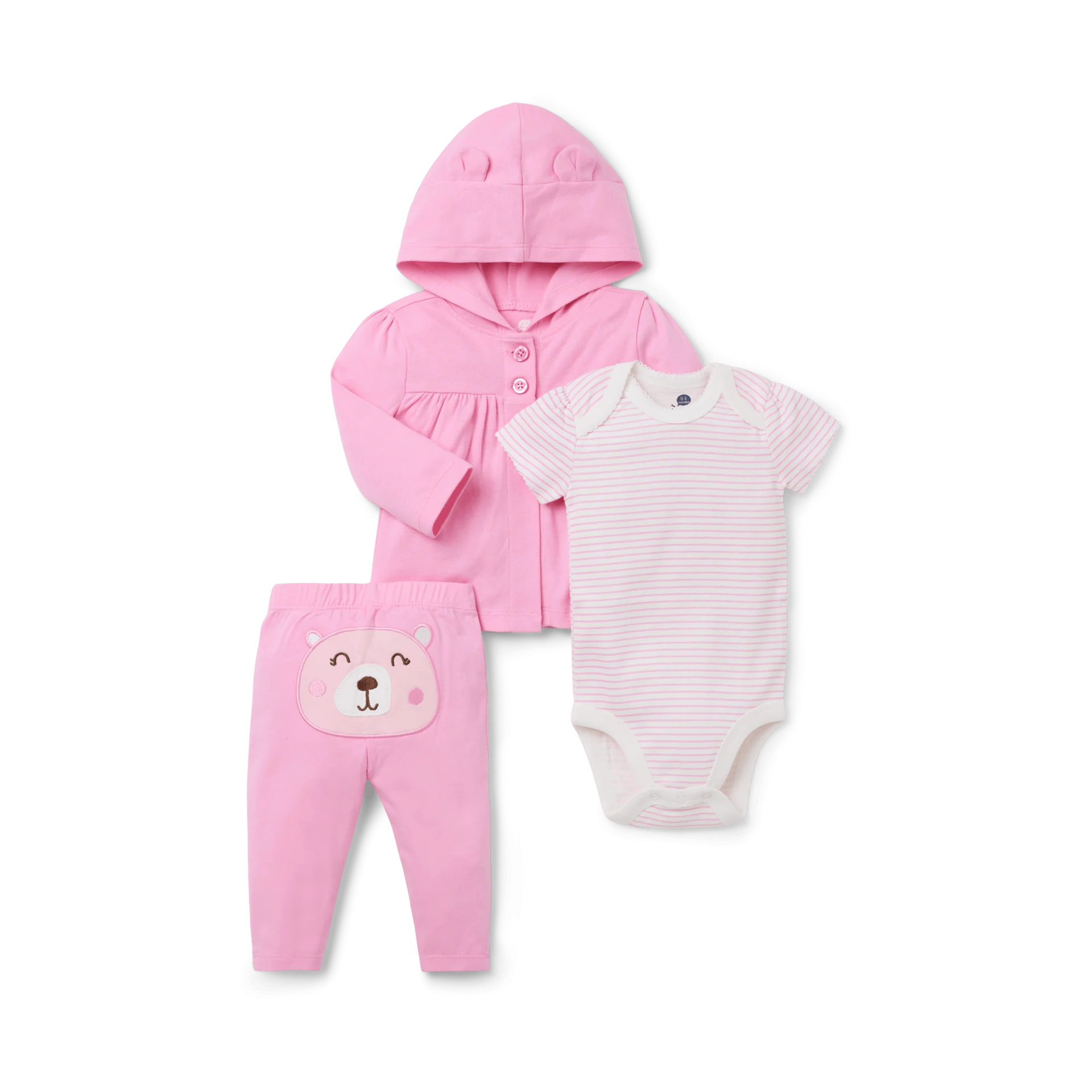 Small Story 3 Piece Hoodie Set - Beary Girly, 0-3 M | Babylist Shop