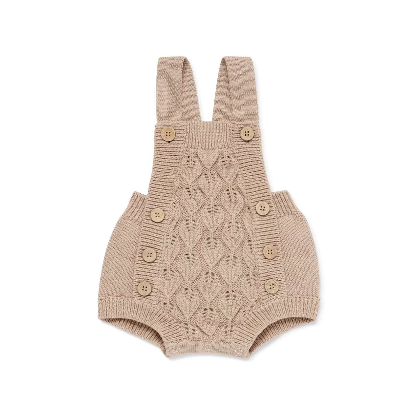 Taupe Leaf Knit Romper