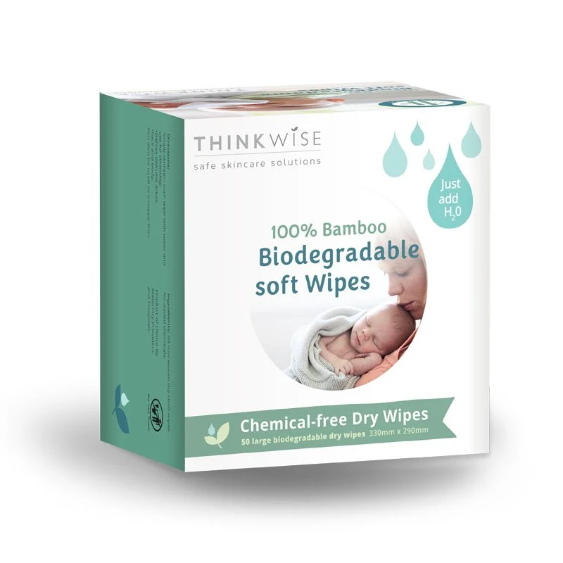 ThinkWise Skinsafe Large Dry Biodegradable Baby Wipes 50pk