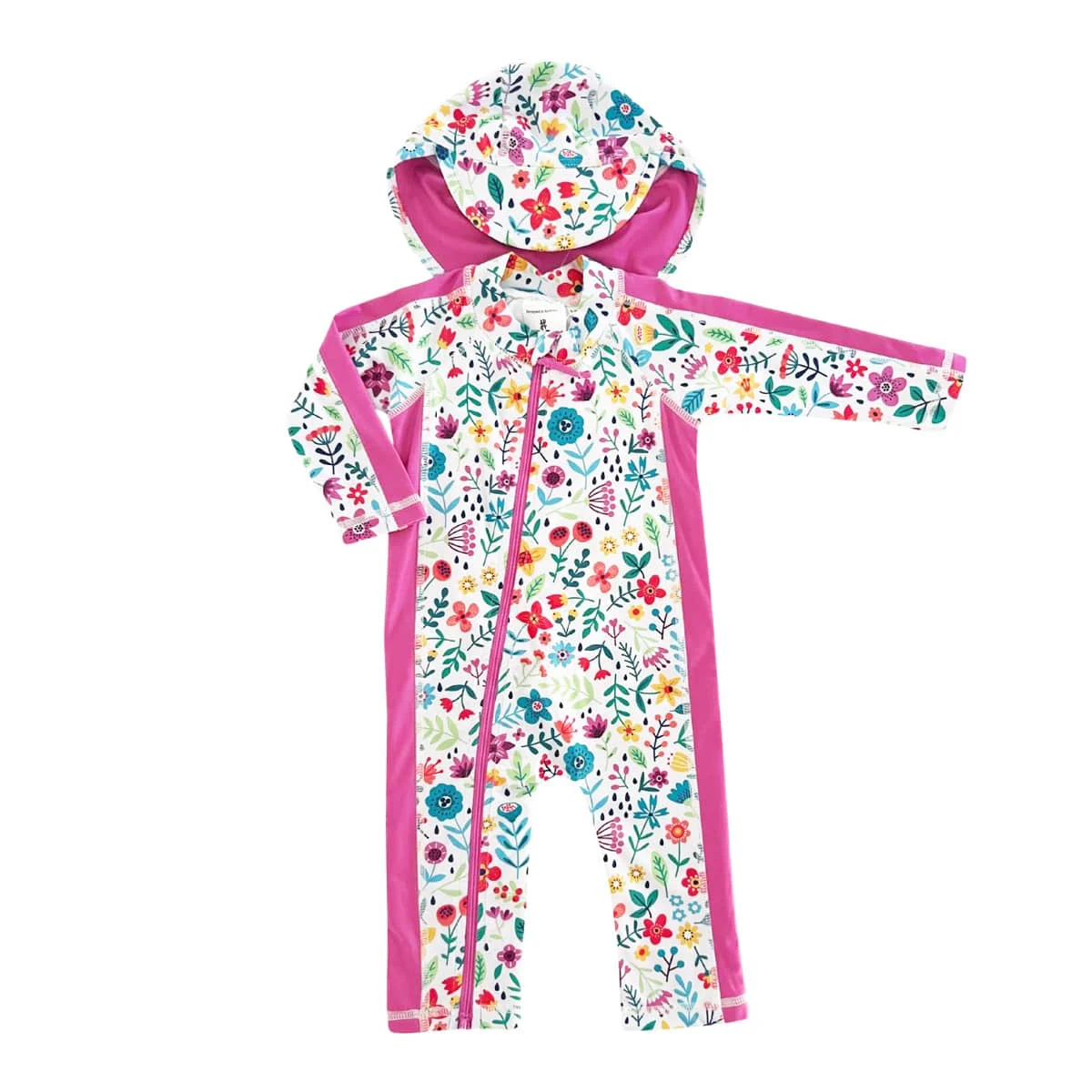 TicTasTogs Full Length Zip Sunsuit + Hat Set - Ditsy Daisy