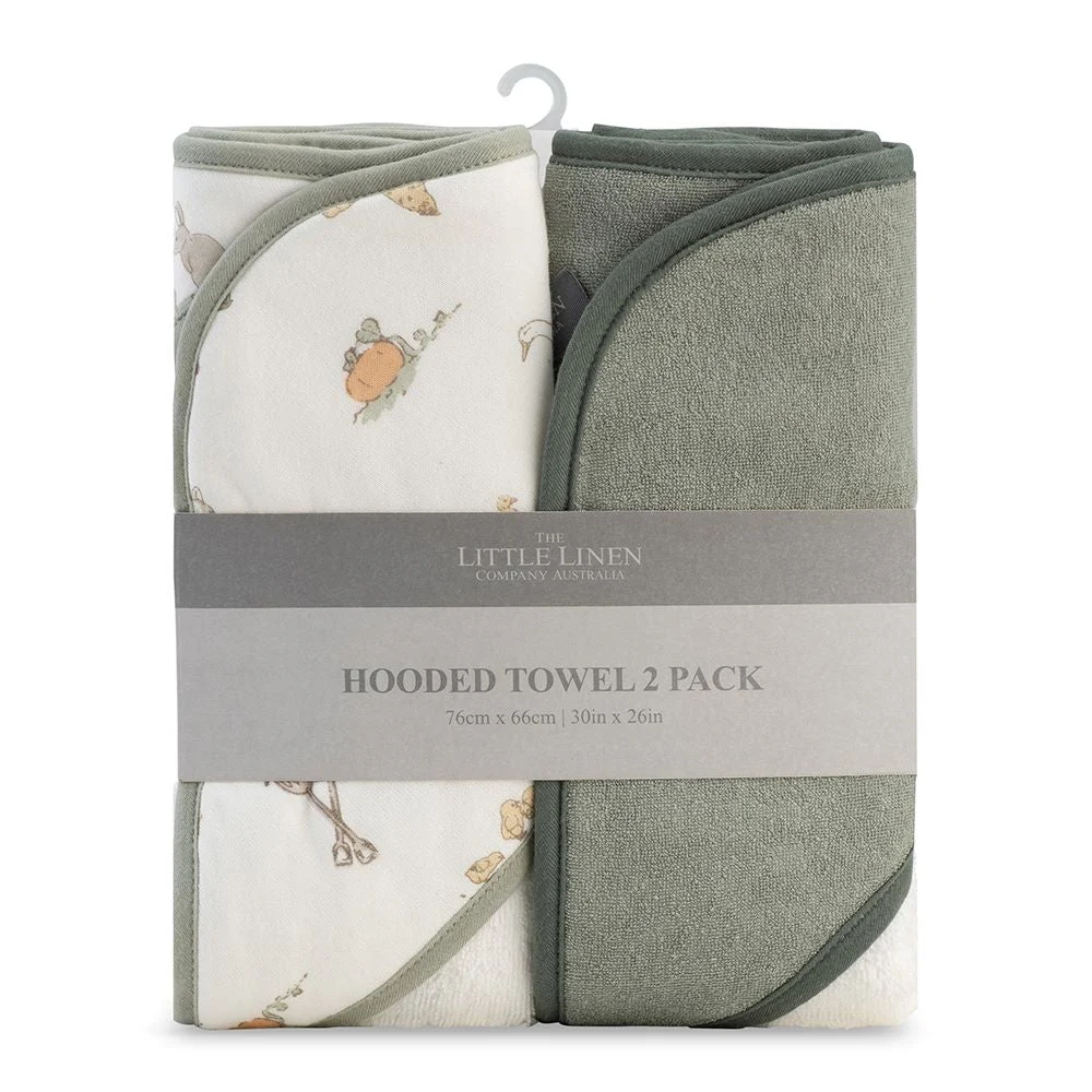 TLLC Hooded Towel 2 Pk - Farmyard Lamb
