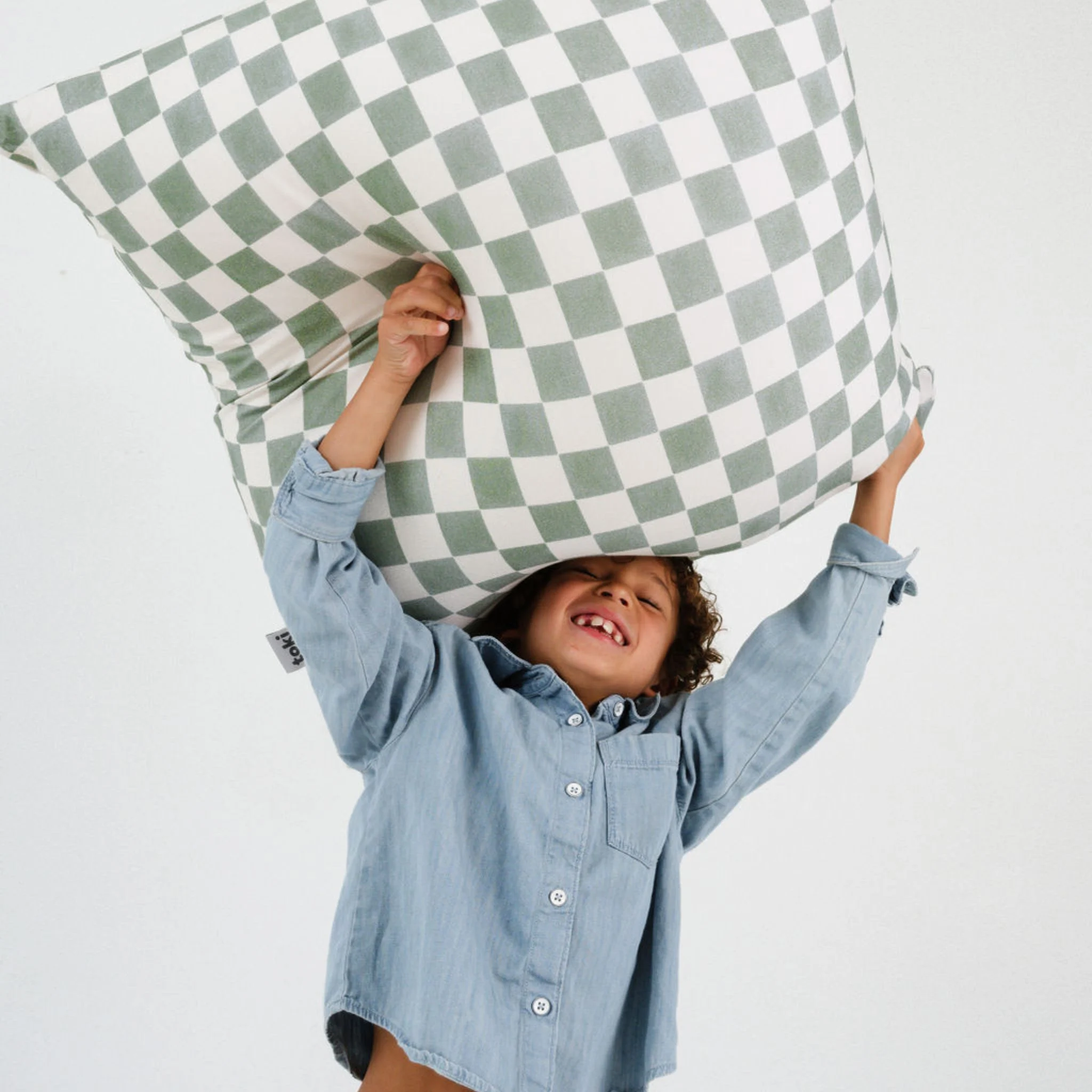 Toki Kids Bean Bag - Checker Matcha | Babylist Shop