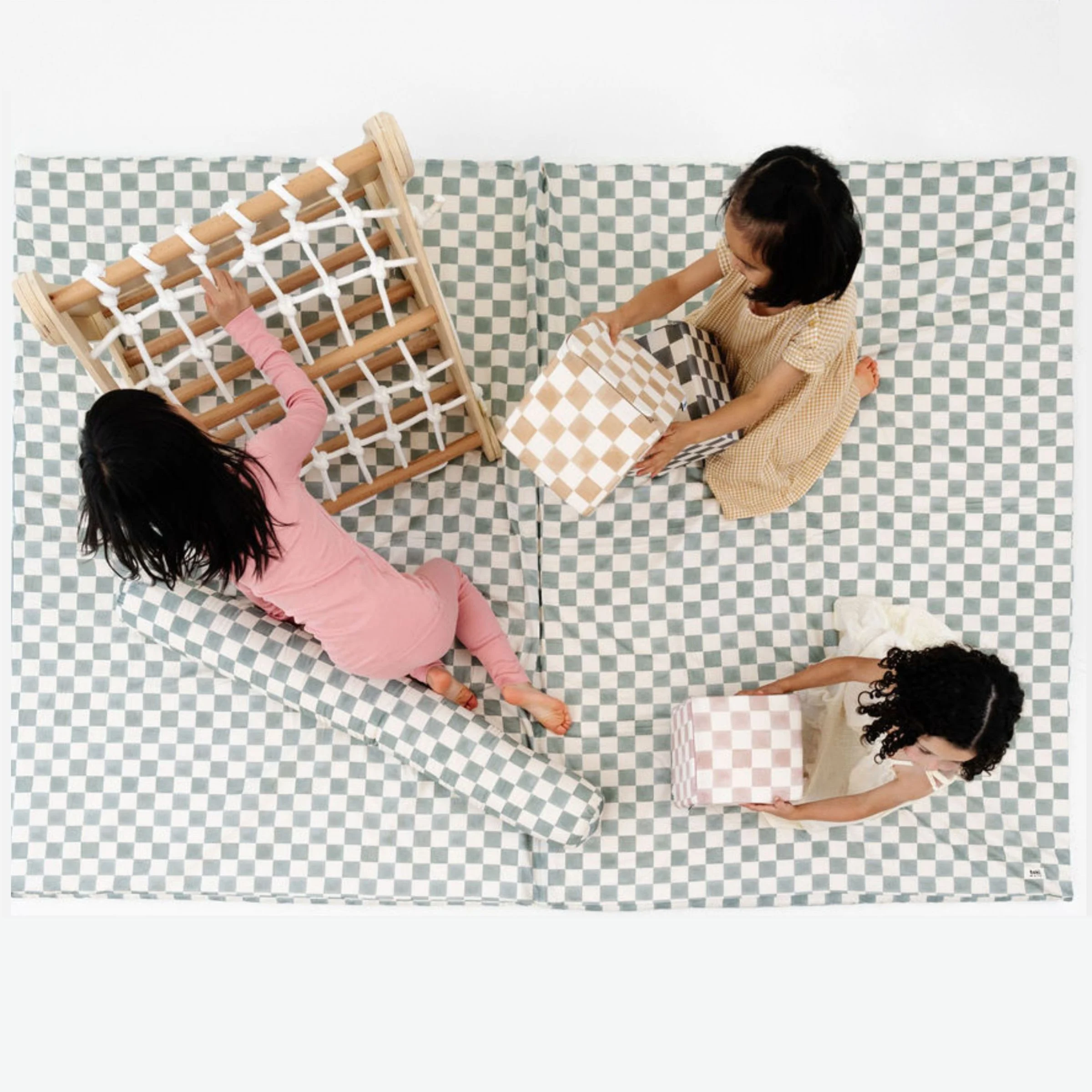 Toki Kids Epic Organic Cotton Play Mat - Checker Matcha | Babylist Shop