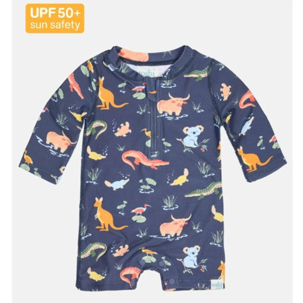 Toshi Swim Onesie Long Sleeve Splash - Kakadu Moonlight