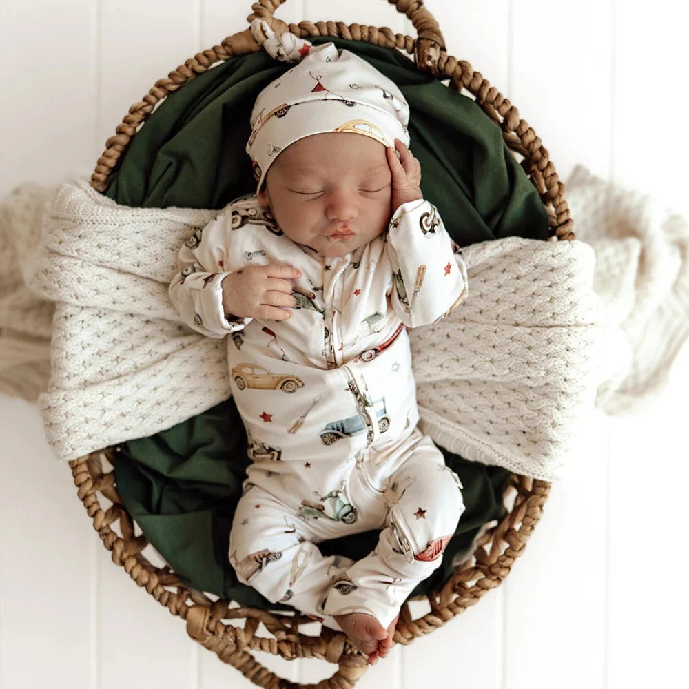 Vintage Cars Organic Snugglesuit Convertible Romper