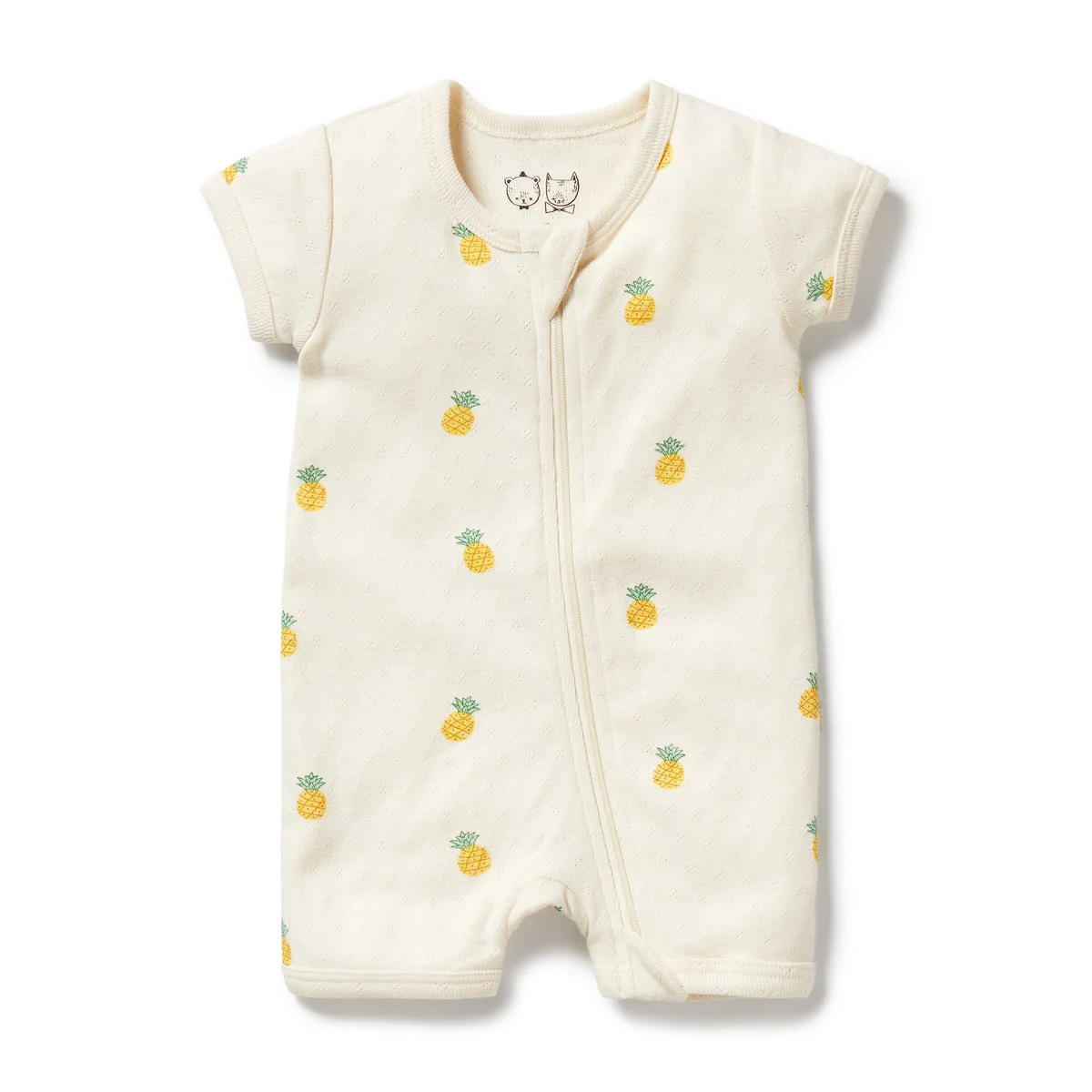 W&F Piney Pals Organic Pointelle Boyleg Zipsuit