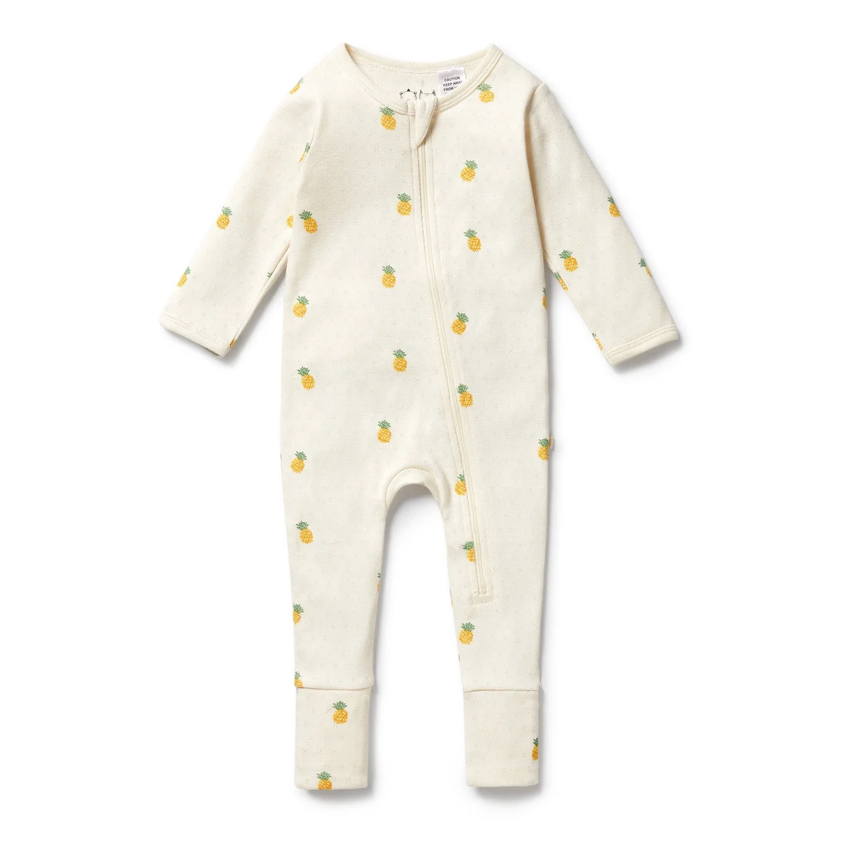 W&F Piney Pals Organic Pointelle Zipsuit with Feet