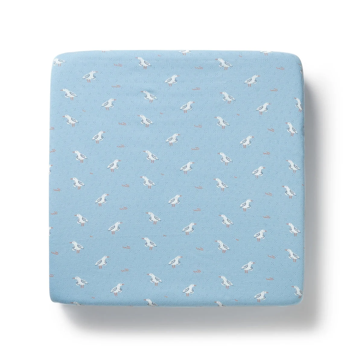 W&F Sunny Seagulls Organic Pointelle Cot Sheet