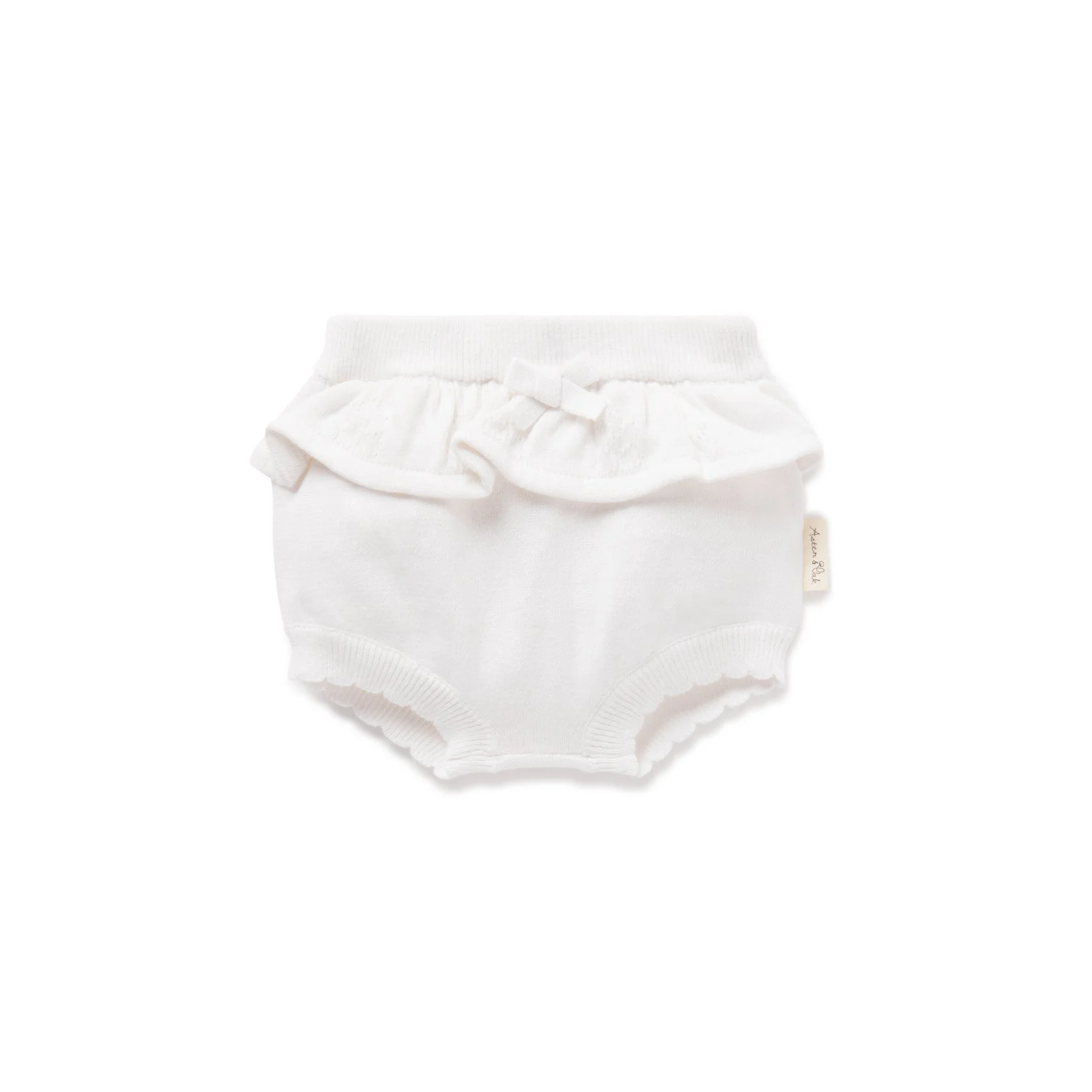 White Floral Ruffle Knit Bloomers