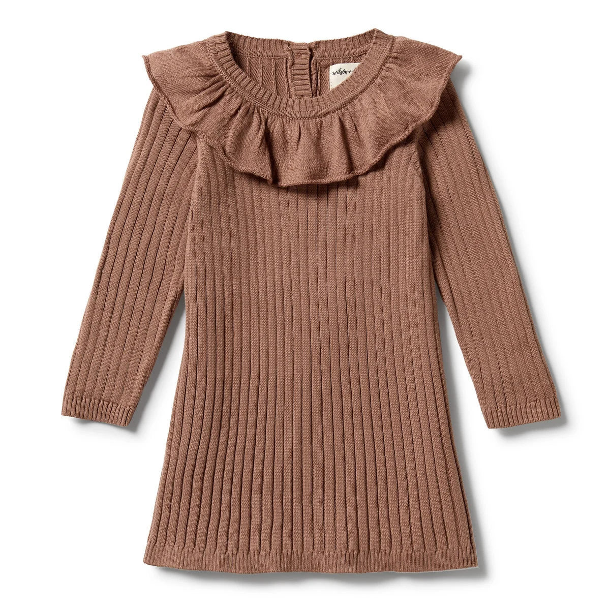 Wilson & Frenchy Knitted Rib Ruffle Dress - Burro
