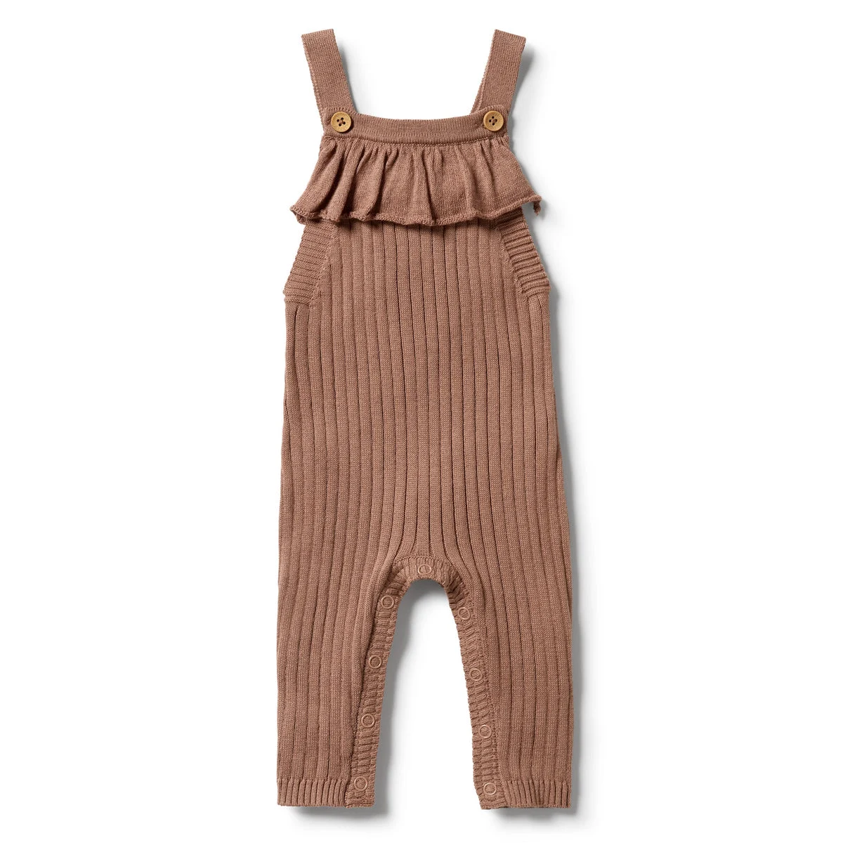 Wilson & Frenchy Knitted Rib Ruffle Overall - Burro