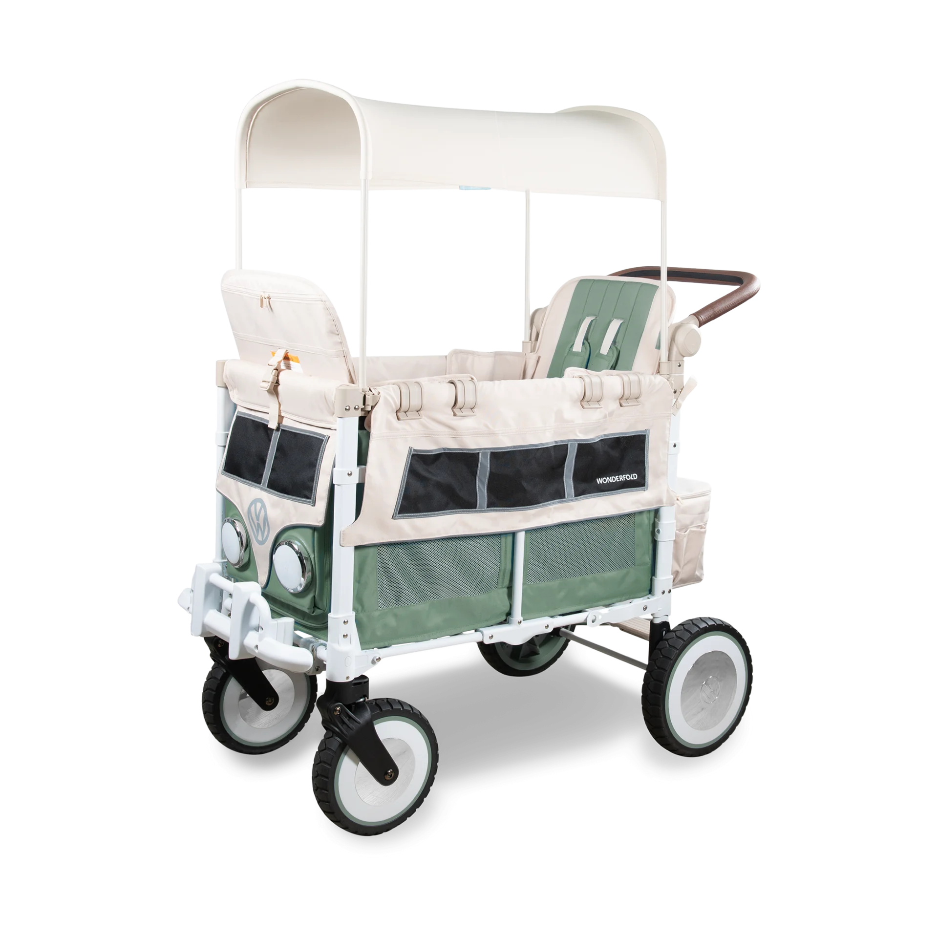 WonderFold Wagon VW Edition Quad Stroller Wagon (2 Seater) - Sage Green | Babylist Shop