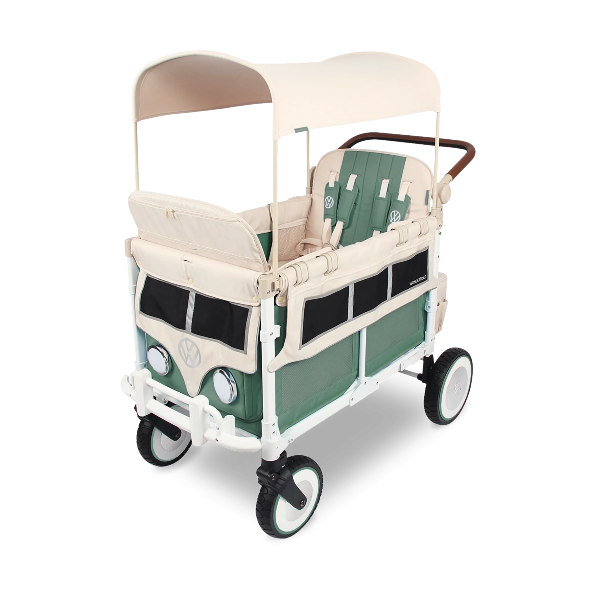WonderFold Wagon VW Edition Quad Stroller Wagon (4 Seater) - Sage Green | Babylist Shop