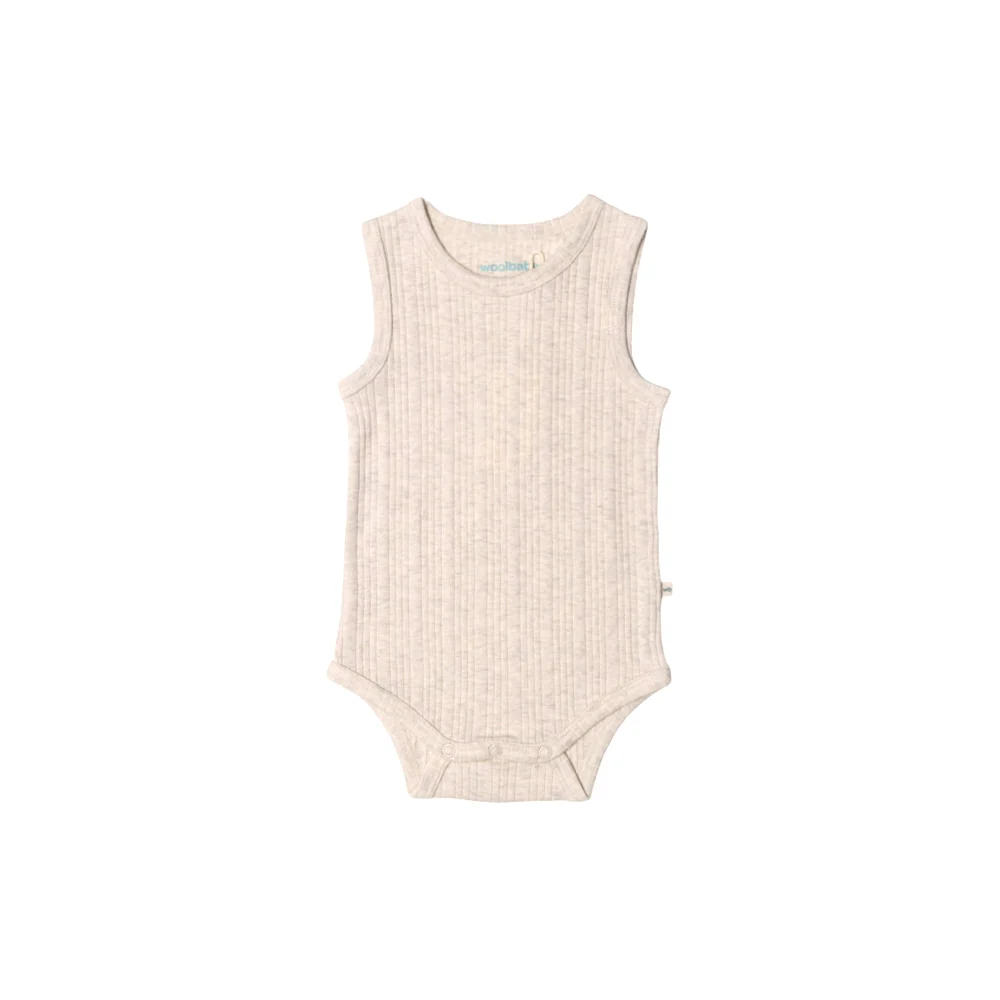 Woolbabe Organic Cotton/Merino Singletsuit Natural Marl